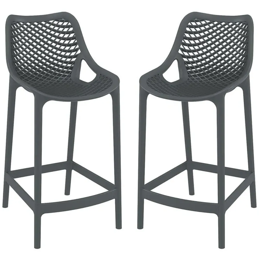 Aultas Bar Stools Pair - Grey, Polypropylene