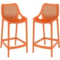 Aultas Bar Stools Pair - Orange, Polypropylene