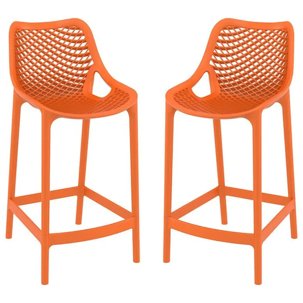 Aultas Bar Stools Pair - Orange, Polypropylene