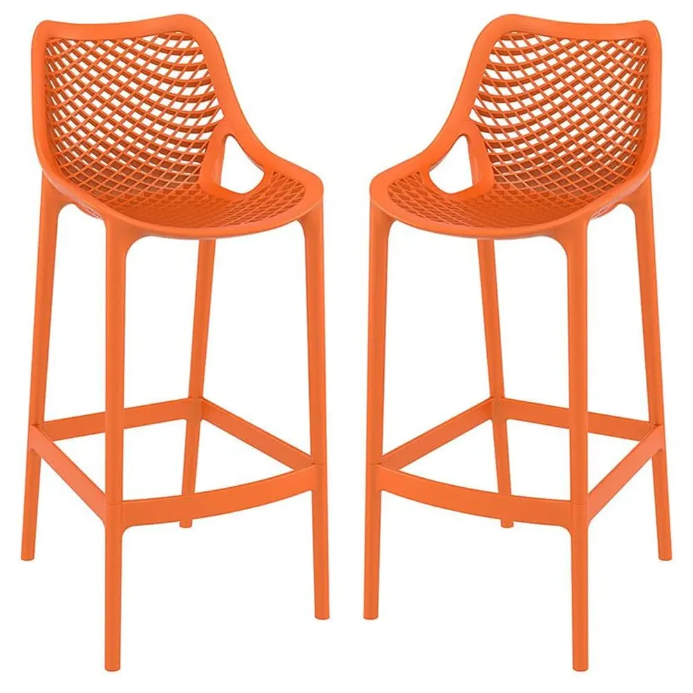 Aultas Bar Stools Pair - Orange, Polypropylene