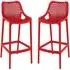 Aultas Bar Stools Pair - Red, Polypropylene