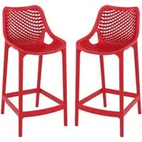 Aultas Bar Stools Pair - Red, Polypropylene