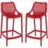 Aultas Bar Stools Pair - Red, Polypropylene