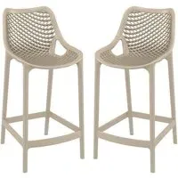 Aultas Bar Stools Pair - Taupe, Polypropylene