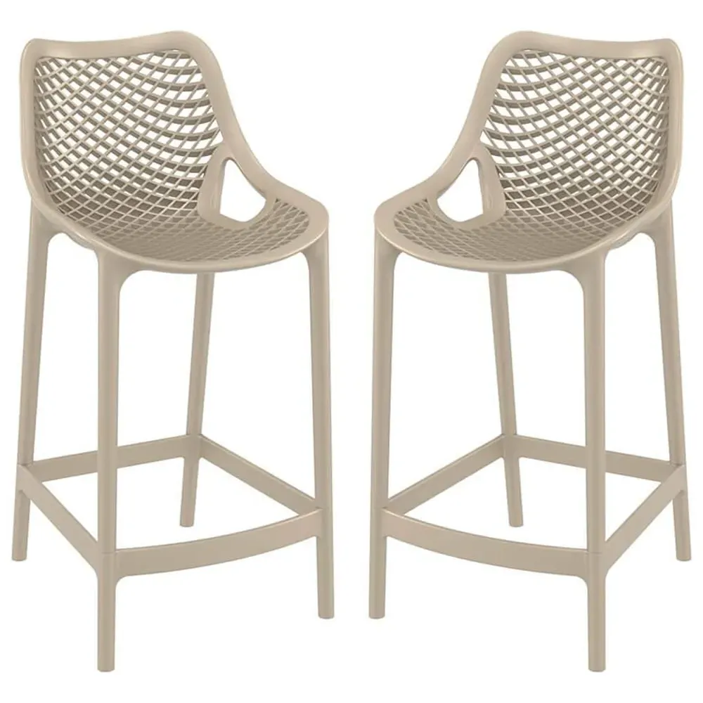Aultas Bar Stools Pair - Taupe, Polypropylene
