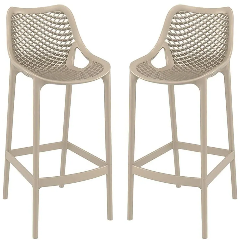 Aultas Bar Stools Pair - Taupe, Polypropylene