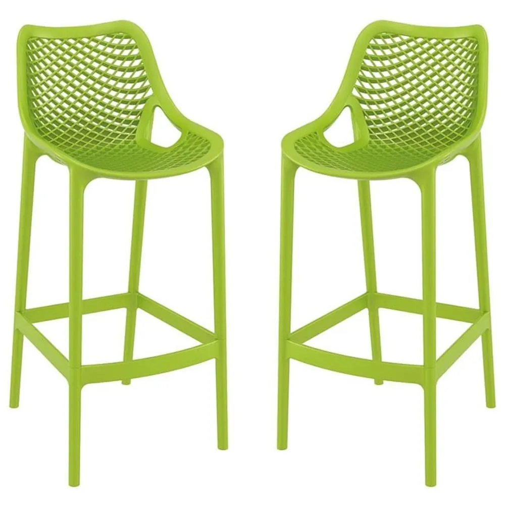 Aultas Bar Stools Pair - Tropical Green, Polypropylene
