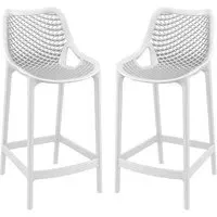 Aultas Bar Stools Pair - White, Polypropylene