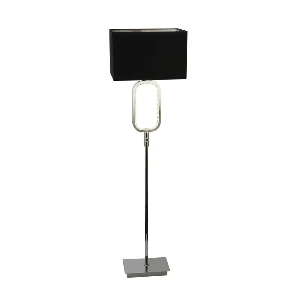 Aura Crystal Glass Floor Lamp - Chrome, Black