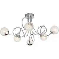 Auria 6 Light Glass Semi Flush Ceiling Light - Chrome