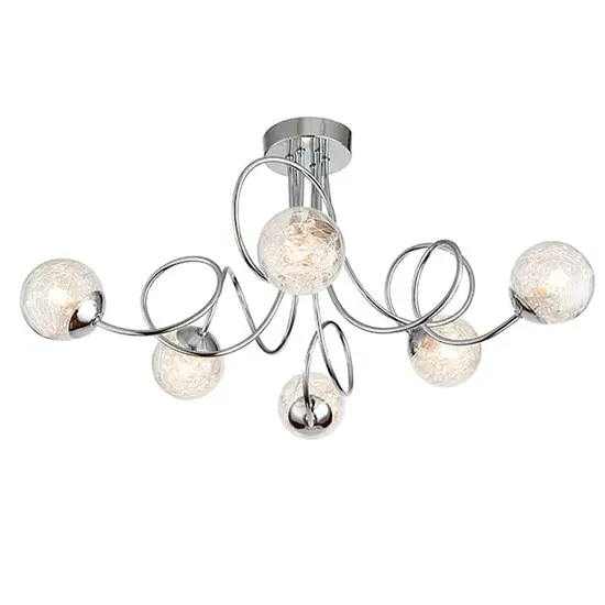 Auria 6 Light Glass Semi Flush Ceiling Light - Chrome