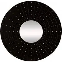 Aurich Round Wall Mirror with Stud Detail - Black, MDF alternate view