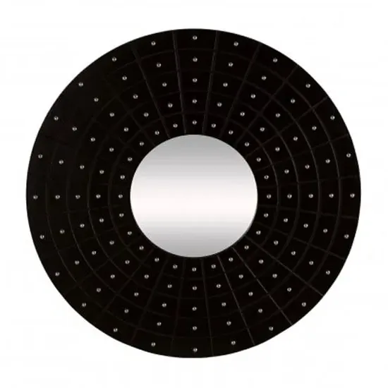 Aurich Round Wall Mirror with Stud Detail - Black, MDF product