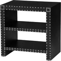 Aurich Side Table with 2 Shelves - Black Leather Effect