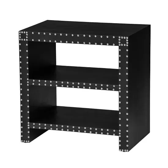 Aurich Side Table with 2 Shelves - Black Leather Effect image