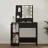 Aurora Dressing Table with LED Lights - Black, Engineered Wood