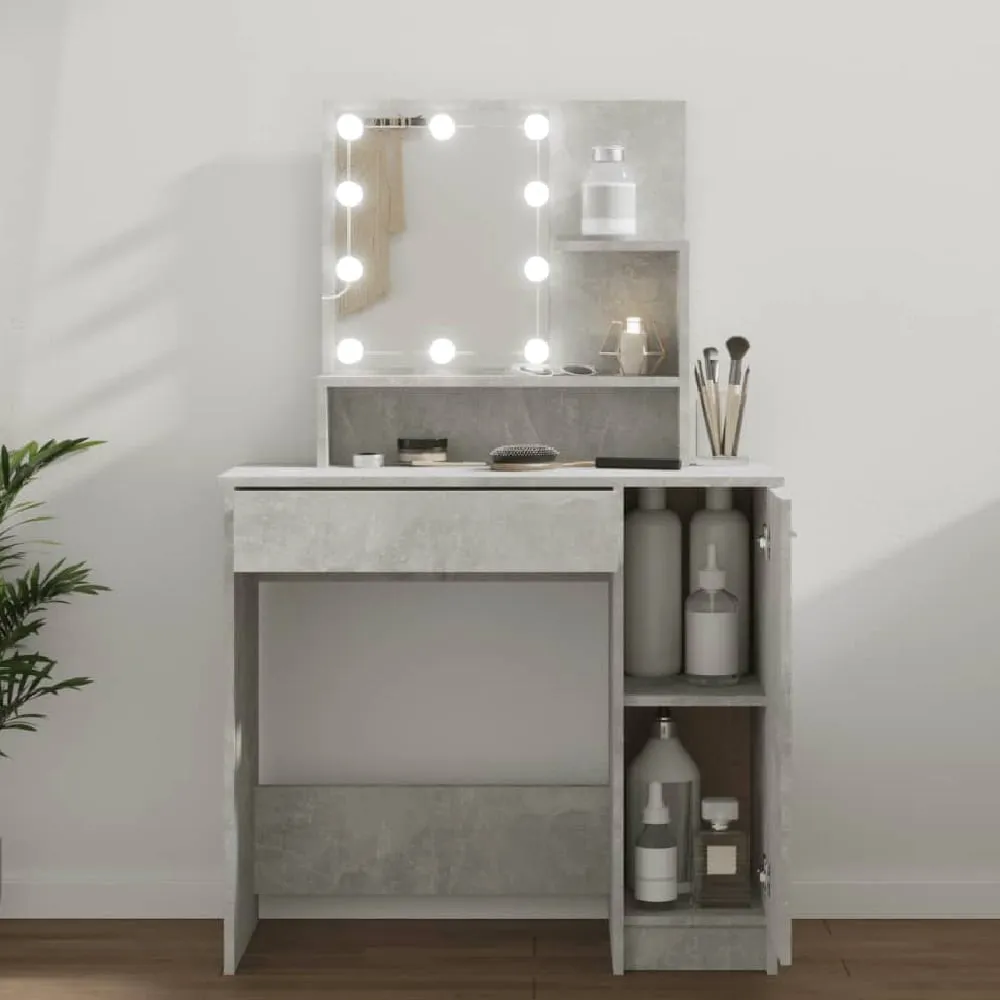 Aurora Dressing Table with LED Lights - Concrete Grey