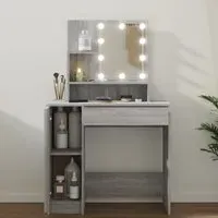 Aurora Dressing Table with LED Lights - Grey Sonoma, Engineered Wood