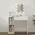 Aurora Dressing Table with LED Lights - White, Engineered Wood