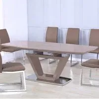 Aurora Extendable Dining Table - Cappuccino, High Gloss