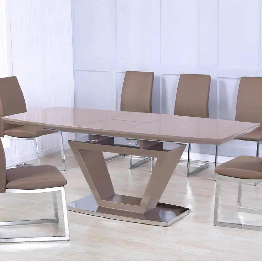 Aurora Extendable Dining Table - Cappuccino, High Gloss image