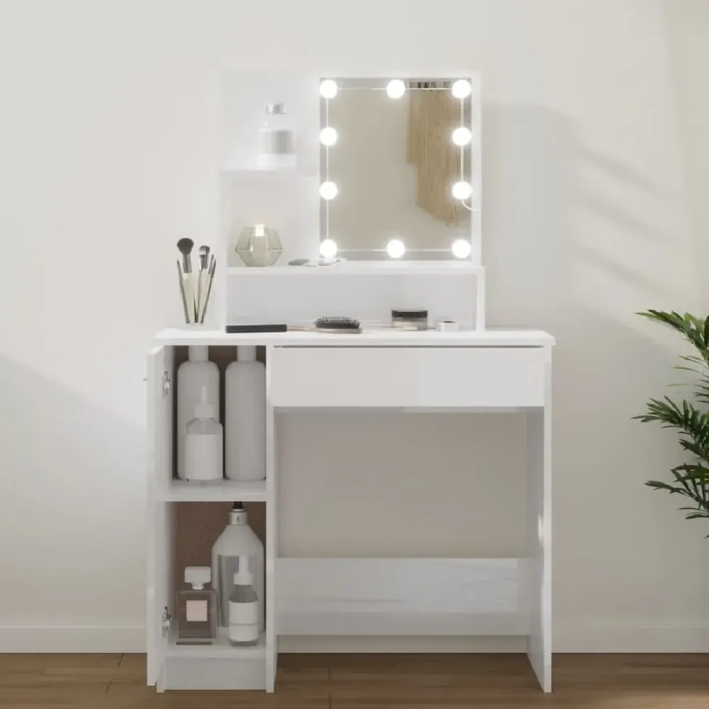Aurora High Gloss Dressing Table with LED Lights - White image