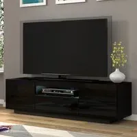 Aurora High Gloss TV Stand with 3 Doors and LED - Black