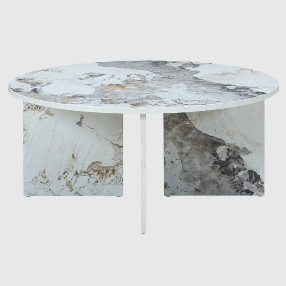 Aurora Round Coffee Table - Pandora Marble Effect, MDF