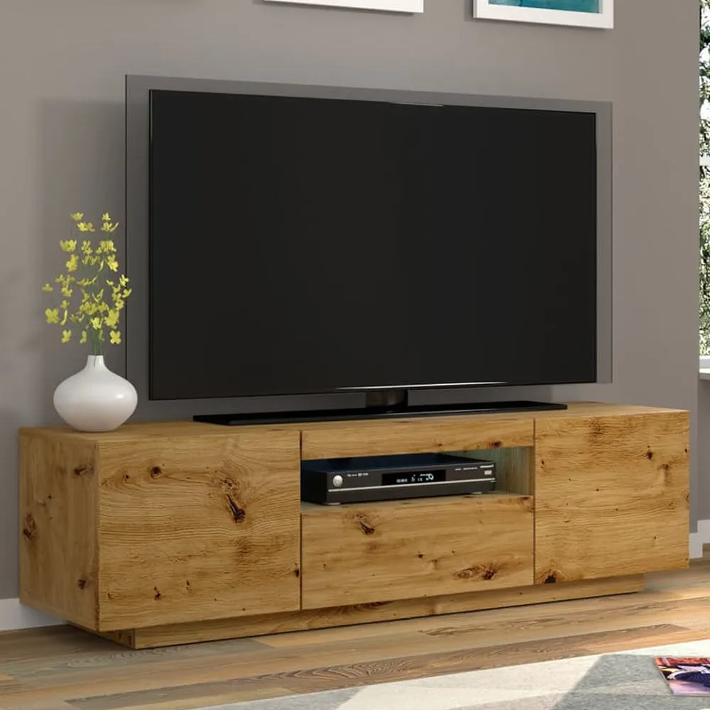 Aurora TV Stand with 3 Doors and LED - Artisan Oak image