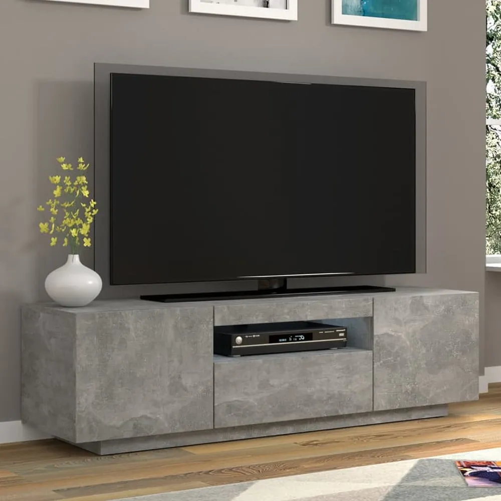 Aurora TV Stand with 3 Doors and LED - Concrete Grey