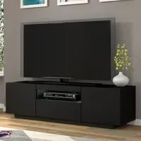 Aurora TV Stand with 3 Doors and LED - Matt Black
