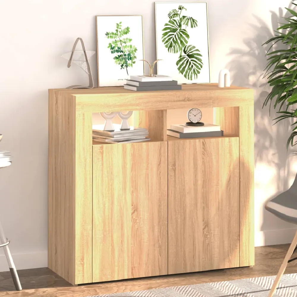 Aurther Storage Cabinet with LED Lights - Sonoma Oak, Engineered Wood product