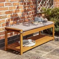 Aurum 2 Seater Garden Bench with Cushion - Natural, Hardwood alternate view