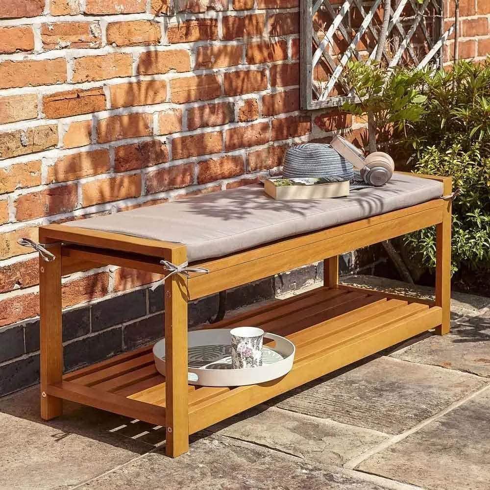 Aurum 2 Seater Garden Bench with Cushion - Natural, Hardwood product