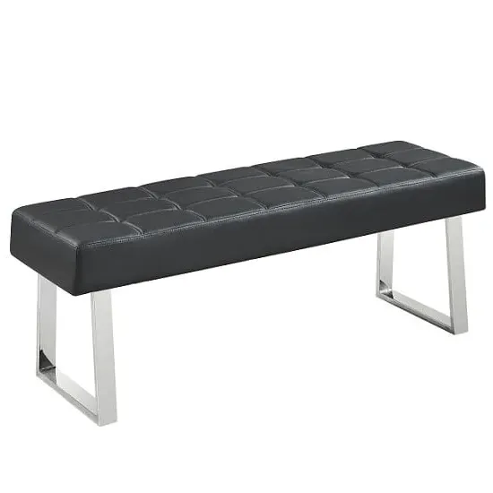 Austin Large Dining Bench - Black, Faux Leather