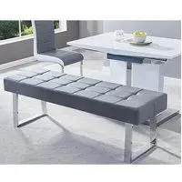 Austin Large Dining Bench - Grey, Faux Leather