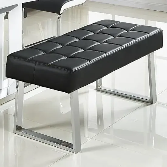Austin Small Dining Bench - Black, Faux Leather
