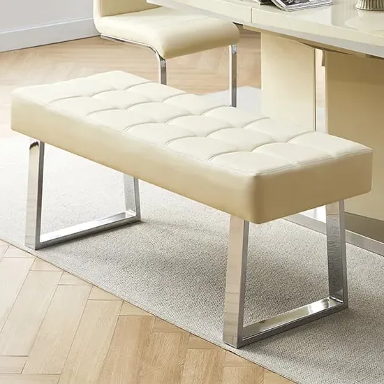 Austin Small Dining Bench - Cream, Faux Leather image