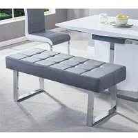 Austin Small Dining Bench - Grey, Faux Leather