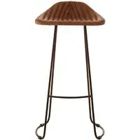 Australis Bar Stool with Iron Sled Base - Brown, Leather