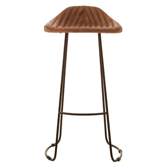 Australis Bar Stool with Sled Base - Light Brown, Leather