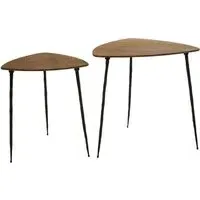 Australis Nest of 2 Tables with Metal Legs - Brown, Oak