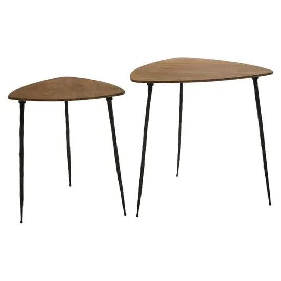 Australis Nest of 2 Tables with Metal Legs - Brown, Oak