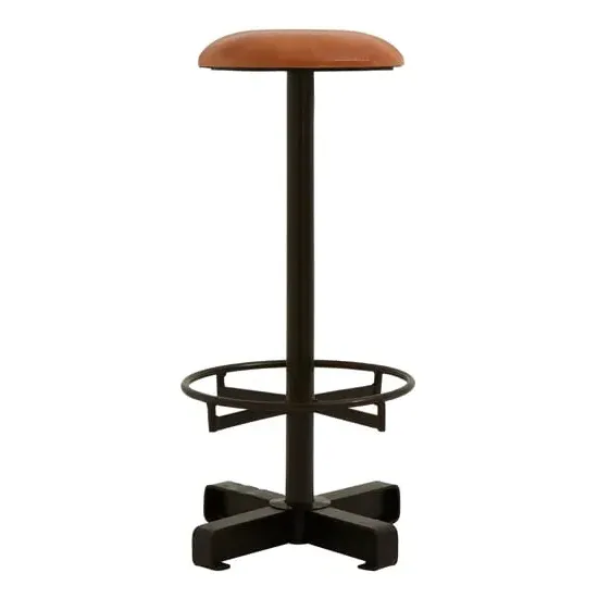 Australis Round Bar Stool - Light Brown, Leather