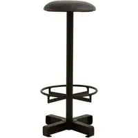 Australis Round Bar Stool with Iron Base - Antique Blue, Leather alternate view