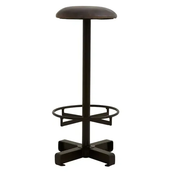 Australis Round Bar Stool with Iron Base - Antique Blue, Leather product