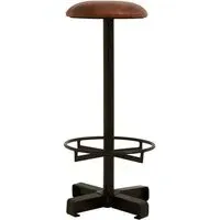 Australis Round Bar Stool with Iron Base - Brown, Leather
