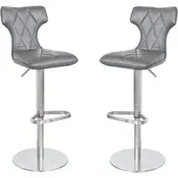 Ava Bar Stool with Gas Lift - Grey, Faux Leather