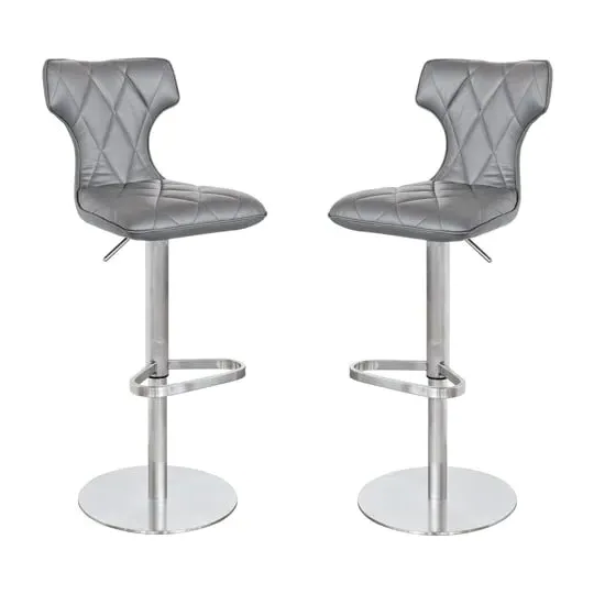 Ava Bar Stool with Gas Lift - Grey, Faux Leather image
