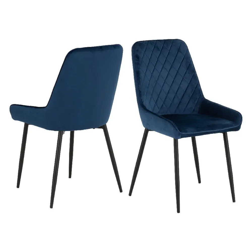 Avah Dining Chairs - Blue, Velvet